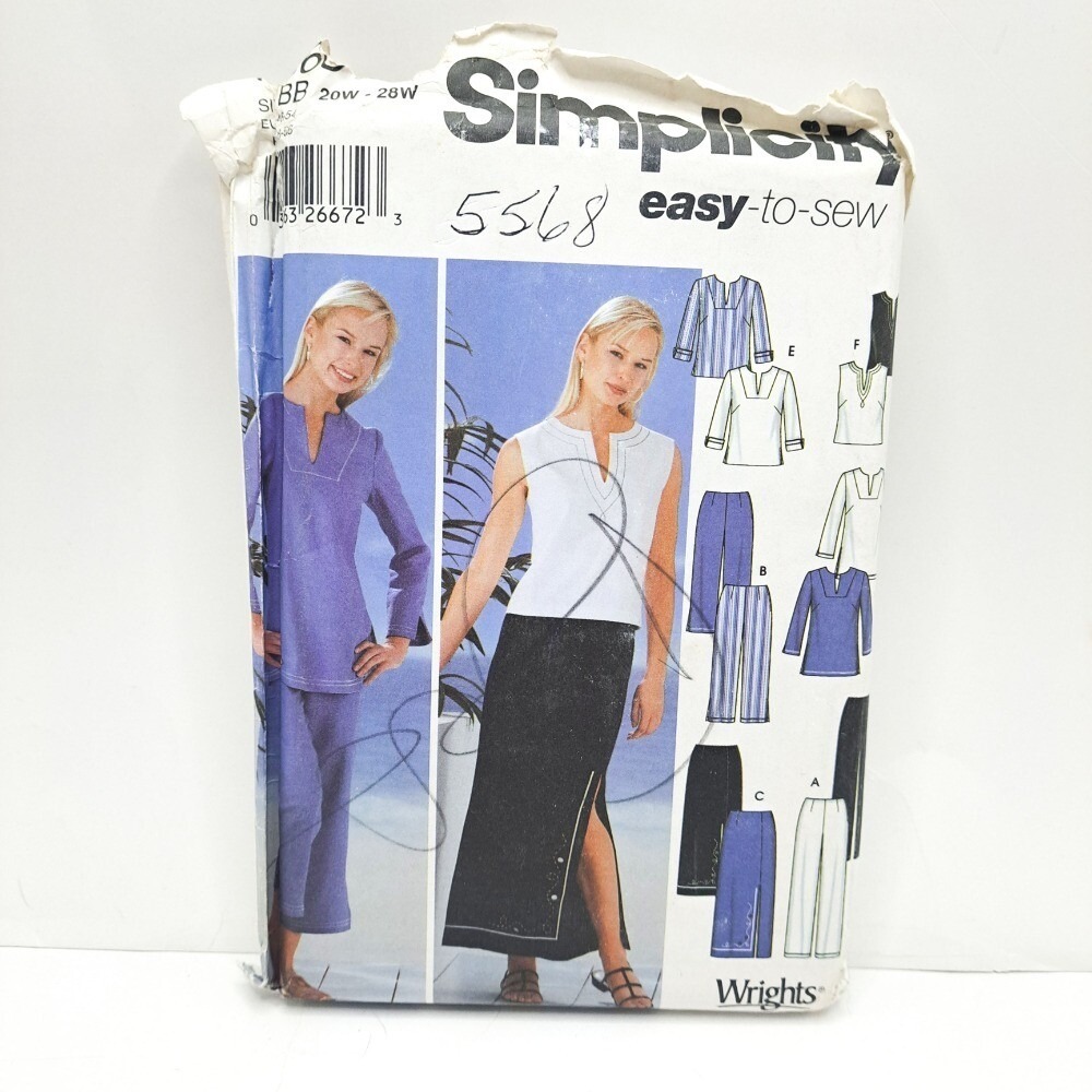 Simplicity‎ Sewing Pattern Easy-to-Sew Top Skirt Pants Plus Size 20W-28W
